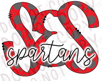 SES Saraland Spartans mascot PNG sublimation digital design