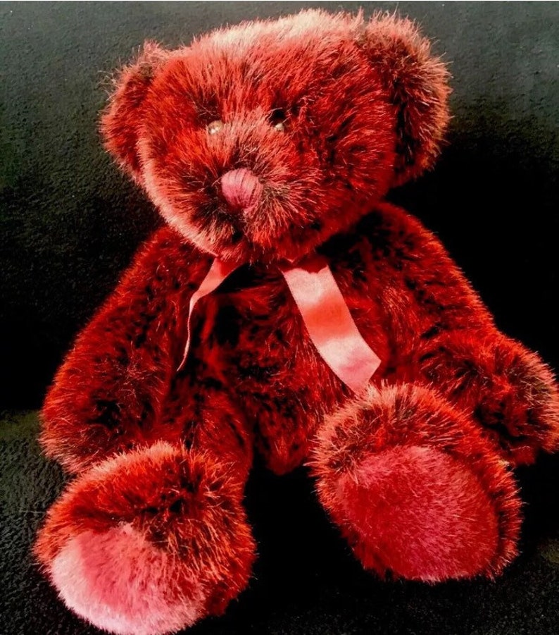 red black teddy bear