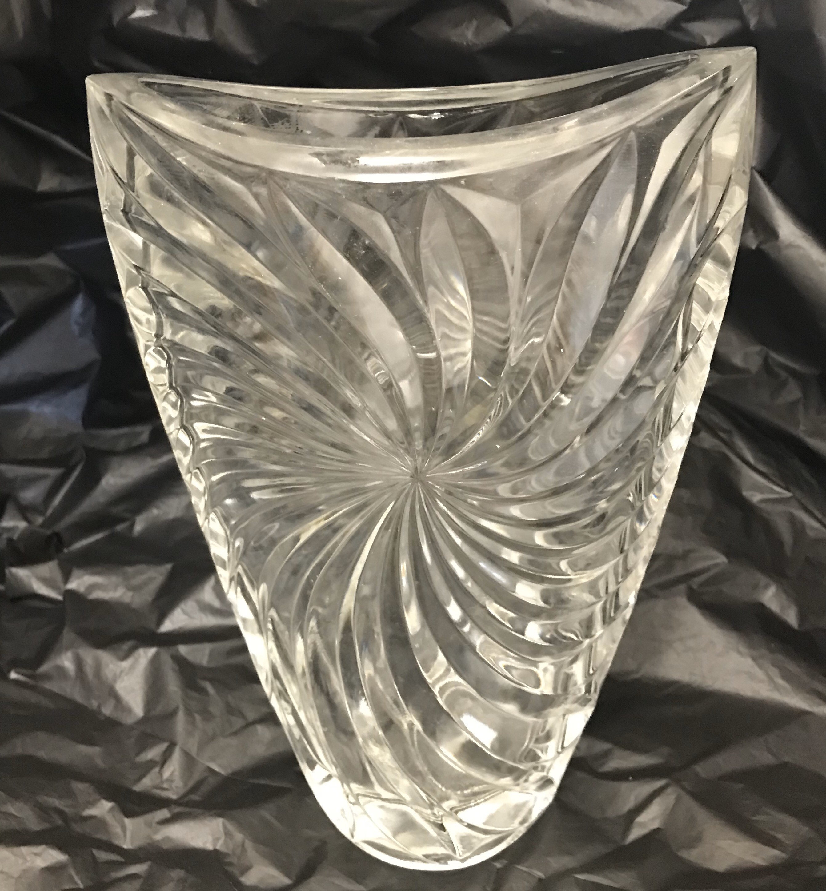 Cut Crystal Vase By Studio Nova Japan Swirl Pattern Etsy