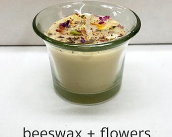 BEESWAX Mini Votive Candle, Natural Beeswax Candle, Beeswax Flower Simple Candle, Dining Candle, Candle Gift Decor, Dried Flower Candle