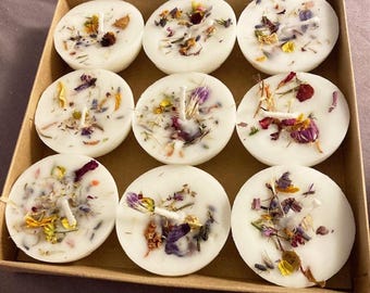 WILDFLOWERS FLOATING CANDLES, 9 White Botanical Flower Handmade Floating Candles, Water  Floating Candles, Free Shipping