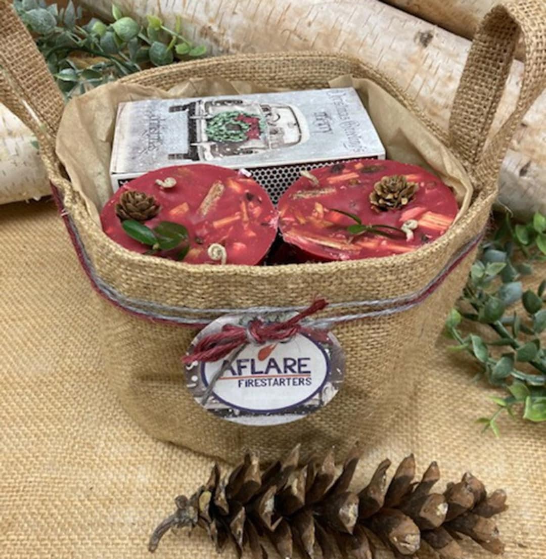 Rustic Starters VINTAGE CHRISTMAS FIRESTARTERS, Fireplace Hearth Gift, Burlap Bag Fire ...