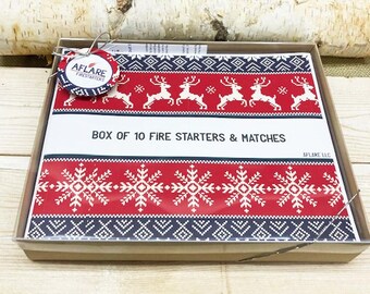 Set 10 NORDIC WINTER FIRESTARTERS, Holiday Gift, Indoor Woodstove Fireplace Fire Starters, Winter Farmhouse Housewarming X-mas Gift