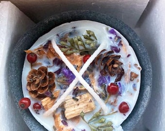 TABLETOP FIRE BOWL Cauldron, Sage & Wildflowers, Solo Magick Fire, Ritual Outdoor