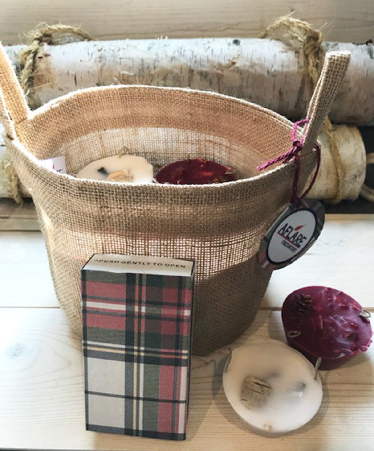 SET OF 14 FIRESTARTERS, Fireplace Hearth Gift, Burlap Bag Fire Starters