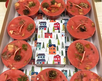 Set 10 CHRISTMAS HOLIDAY TOWN Fire Starters, Holiday Gift, Indoor Woodstove Fireplace Starters, Winter Farmhouse Housewarming X-mas Gift