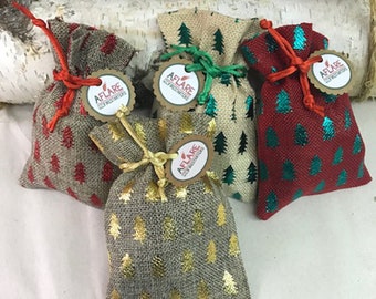 3 BAGS X-MAS Tree Burlap Pouches