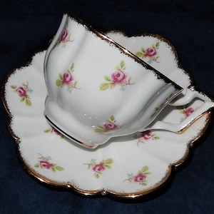 Vintage Salisbury China ~ 2339 Pink Roses ~ Teacup & Saucer