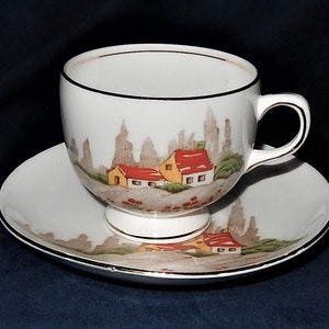 Vintage Gladstone ~ Country Scene 1857 ~ Teacup & Saucer