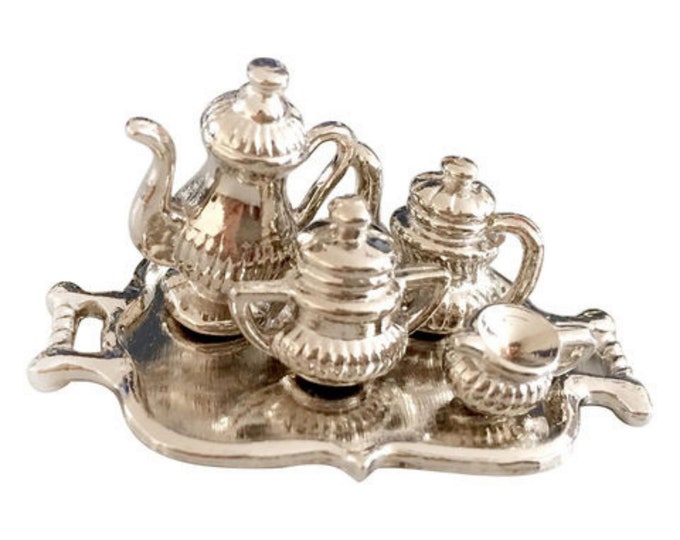 Miniature Silver Tea Set Miniature Tea/coffee Set Dollhouse Etsy