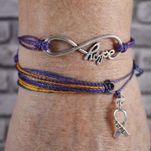 Bladder cancer, Bladder cancer awareness, Bladder cancer awareness bracelet, Bladder cancer gifts for women (Purple, Blue, Gold)