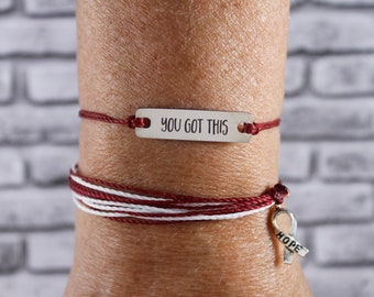 Oral Cancer, Pharyngeal Cancer, Throat Cancer, Laryngeal Cancer, Oropharyngeal Cancer, Cancer Gifts for Women (Burgundy/White)