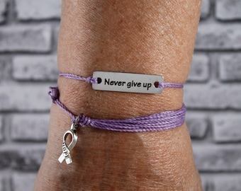 Esophagus Cancer, Esophageal Cancer, Esophageal Cancer Bracelet, Stomach Cancer Awareness Bracelet, Alzheimer Awareness (Light Purple)
