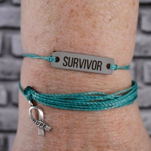 Ovarian Cancer, Ovarian Cancer Bracelet, Ovarian Cancer Awareness, PTSD Bracelet, PTSD Awareness, Cancer Care Package for Women (Teal)