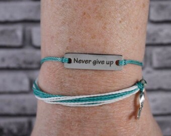 Cervical Cancer Bracelet Pack, Cervical Cancer Awareness, Cancer Care Package for Women, Cancer Gifts for Women (Teal/White)