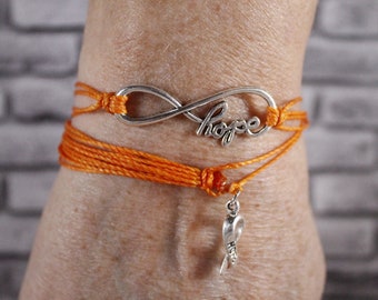 Bracelet Pack, Leukemia Awareness Bracelet, COPD Awareness Bracelet, Kidney Cancer Bracelet,   Cancer Care Package, Cancer Gift (Orange)