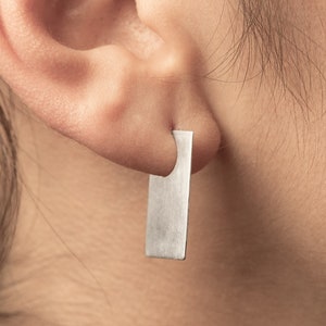 Handmade Silver stud Earrings. Rectangle minimalist Earrings
