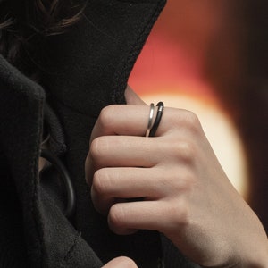Minimalistic Silver and caoutchouc Ring