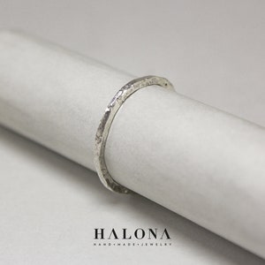Handmade modern silver ring. Thin hammered ring.
