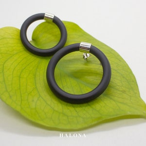 Hand made Silver and caoutchouc Earrings