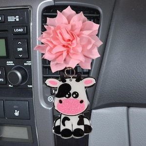 Cute Spotted Cow Car Vent Clip, Aromatherapy Auto Air Freshener, Add Your Own Essential Oils