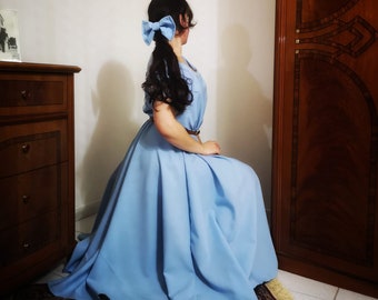 anastasia blue dress cosplay Dispatch Blonde Blazer Mandy Blue Gown Outfit Women Halloween Carnival  Party Cosplay Costume main image 0
