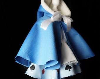 Alice in Wonderland Dress for Girls and Toddler, Customizable Embroidered Collar – Princess Dress for Birthday Parties