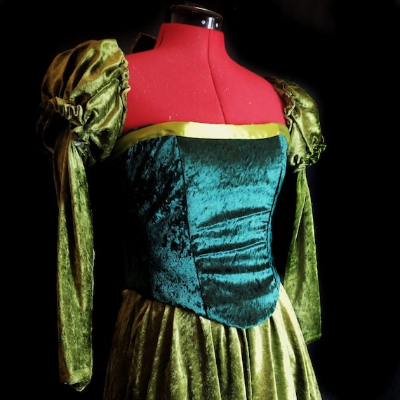 Belle-Inspired Green Velvet Library Cosplay Dress for Adults - Princess Style, Custom Fit Belle-Inspired Green Velvet Library Cosplay Dress for Adults - Princess Style, Custom Fit