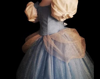 Cinderella Child Cosplay Dress for Girls | Sparkly Tulle and Cotton, Double Skirt | Perfect for Birthdays and Special Events