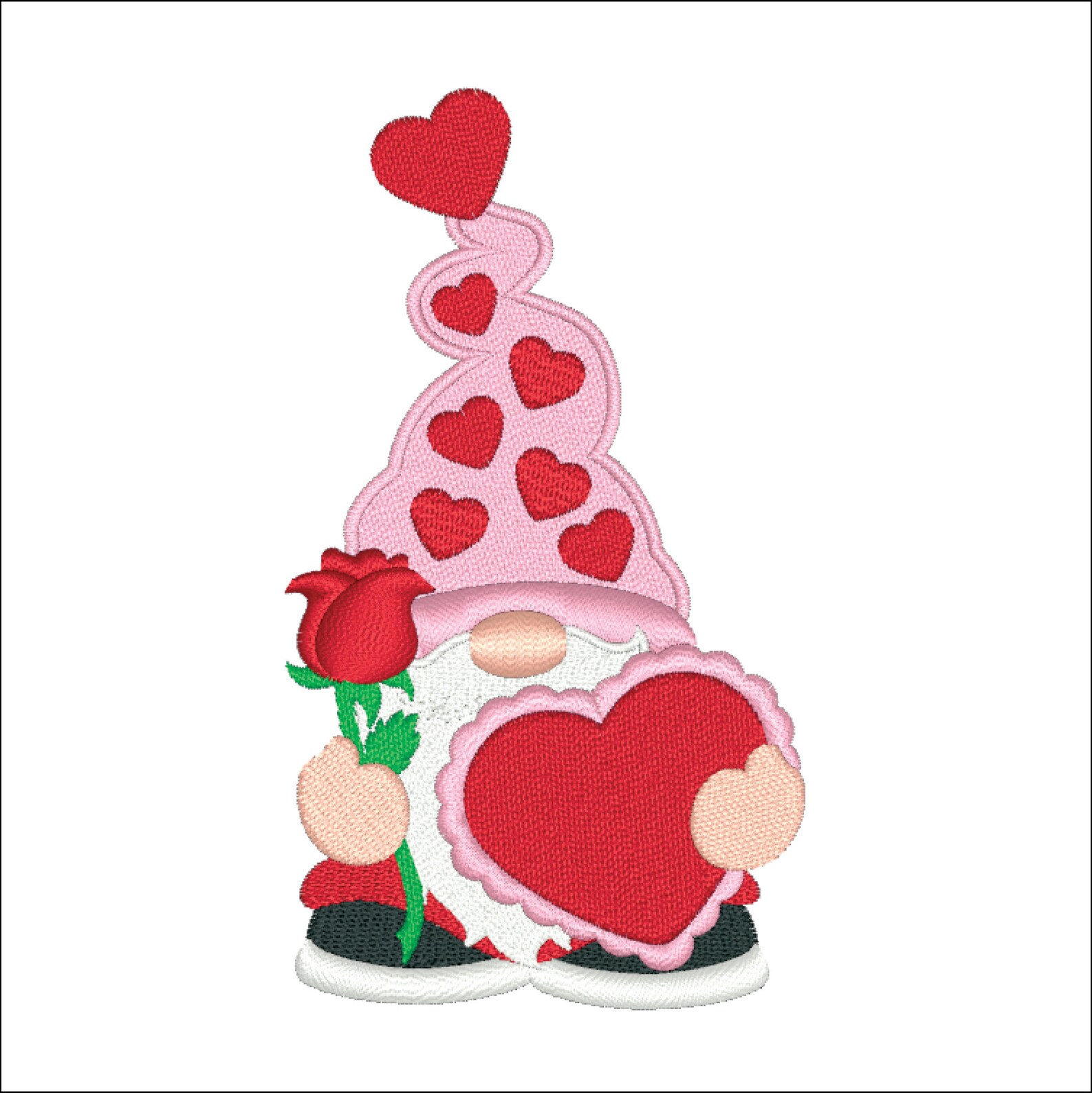 Valentine gnome machine embroidery design  etsy