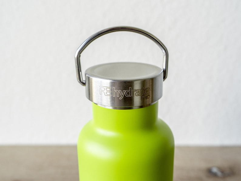 Double Walled Insulated Vacuum Flask Premium Lime Bottle Water 12oz BONUS Straw lid Stainless Steal