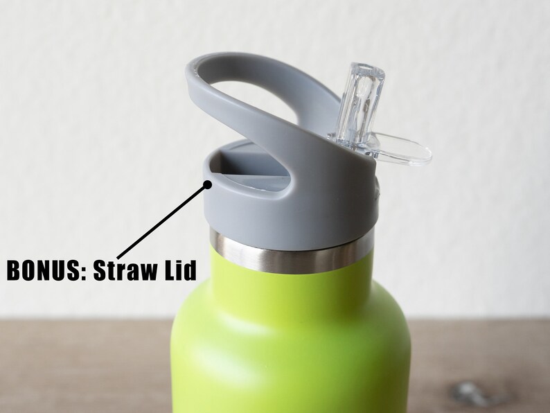 Double Walled Insulated Vacuum Flask Premium Lime Bottle Water 12oz BONUS Straw lid Stainless Steal