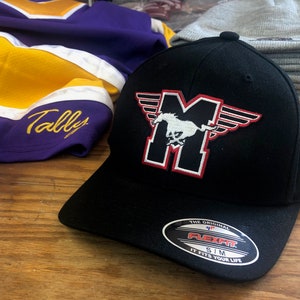 Black FlexFit Hat with a Mustangs Embroidered Twill Crest