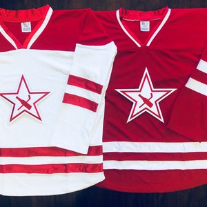 Russian Logo w/Beer Bottle Hockey Jerseys - We Customize with Player Name and Number