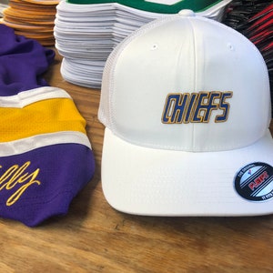 White FlexFit Hat with a Chiefs Embroidered Twill Crest