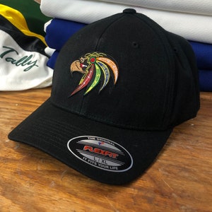 Black FlexFit Hat with a Hawk Embroidered Twill Crest