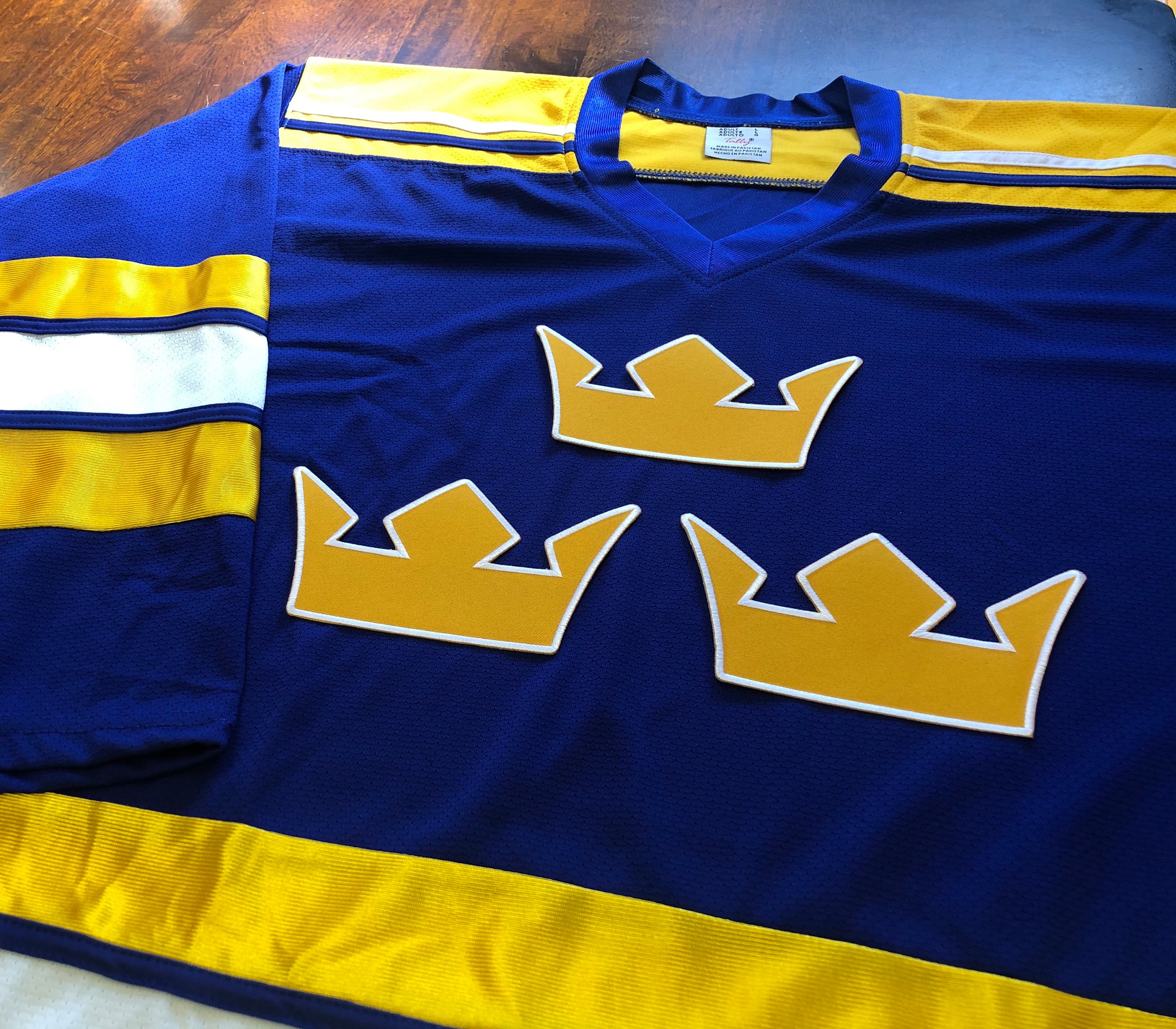 Team Sweden BLUE Ice Hockey Jersey Custom Name and Number with embroideries