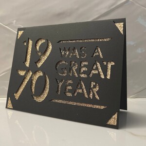 1970-1979 "è stato un grande anno" biglietti d'auguri - pacchetto SVG di biglietti d'auguri per l'intero decennio
