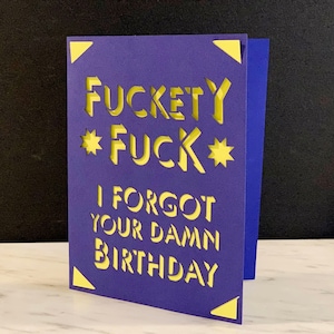 Archivo de corte de tarjeta de cumpleaños atrasada con blasfemias / tarjeta de inserción de Cricut o Cricut Joy, tarjeta de esquina fácil SVG PNG clipart