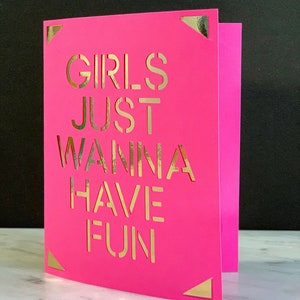 Girls Just want to Have Fun Karte Cut File/ Cricut oder Cricut Joy Insert Karte einfache Eckkarte SVG PNG Clipart