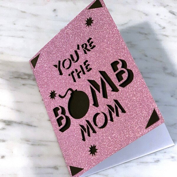 You're the Bomb, Mom! Mother's Day Card Cut File/ cricut or cricut joy insert card easy corner card SVG PNG clipart