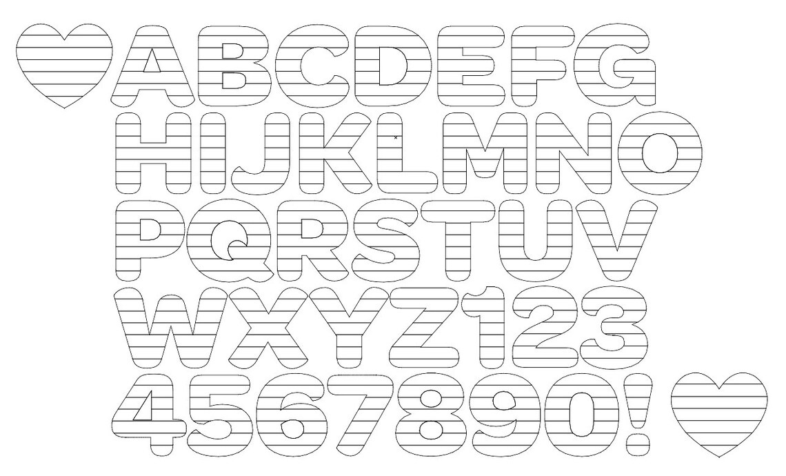 Rainbow Stripe Letters Alphabet Numbers and Hearts SVG PNG | Etsy