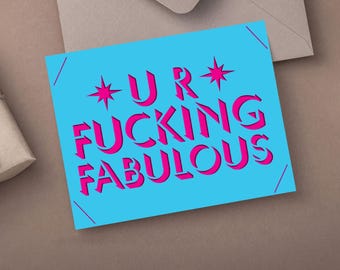 Fabulous Card Cut File, Cricut Joy Insert Card SVG PNG (Digital Download)