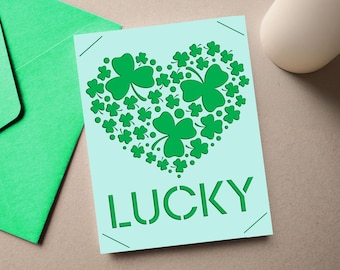 St. Patrick's Day Card SVG, Lucky Clover Cut File (Digital Download)