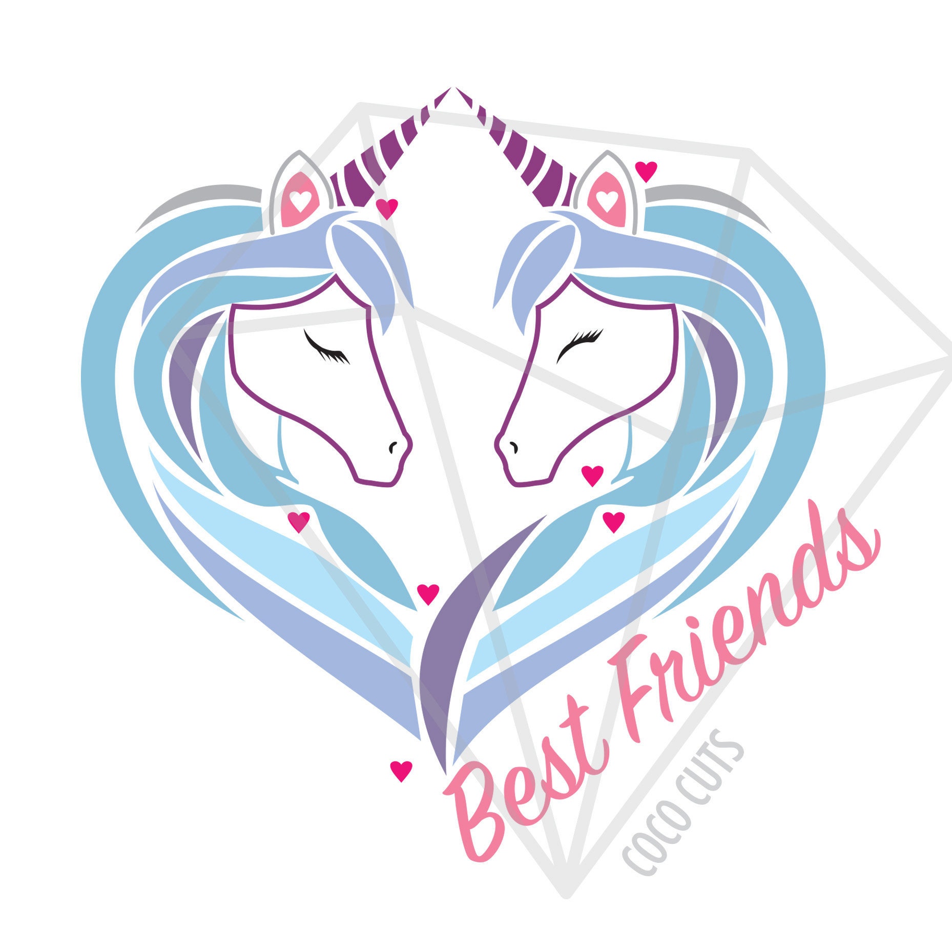 Unicorn Heart Digital Art/ Best Friends SVG PNG Clipart Cricut Etsy
