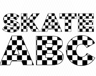 Checkerboard Alphabet and Numbers SVG PNG bundle / Personalize and Create your own message with this cool alphabet