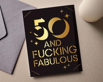 50th Birthday Card SVG PNG, Cricut Insert Card Cut File (Digital Download)