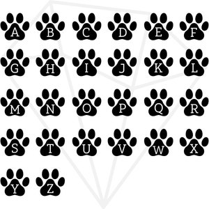 Paw Print Monogram Alphabet SVG PNG bundle