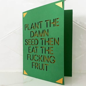 Plantez la foutue graine puis mangez le putain de fruit / cricut ou cricut joie insert carte carte facile d'angle SVG PNG clipart