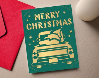 Christmas Truck Card SVG, Cricut Joy Insert Card (Digital Download)